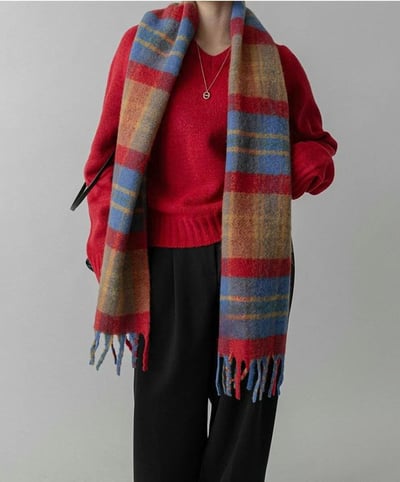 正韓EBA彩虹格子針織圍巾 ( 20%羊毛)3